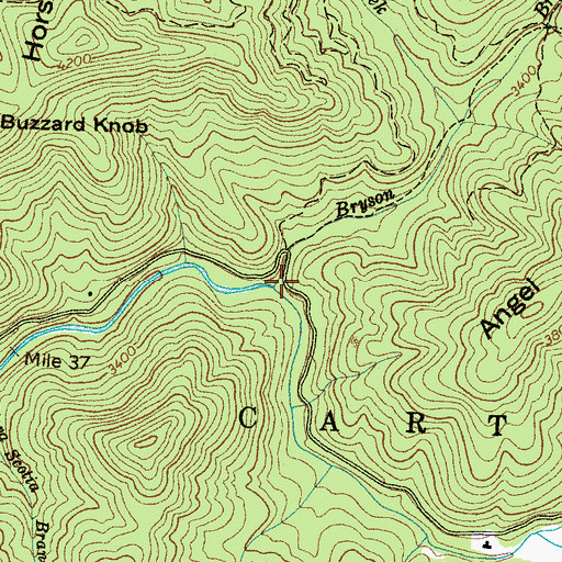 Topographic Map of Bryson Branch, NC