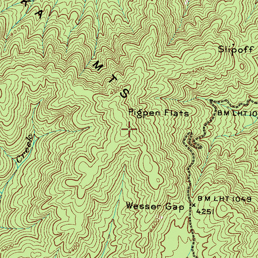 Topographic Map of Alarka Mountains, NC