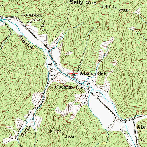 Topographic Map of Alarka School, NC