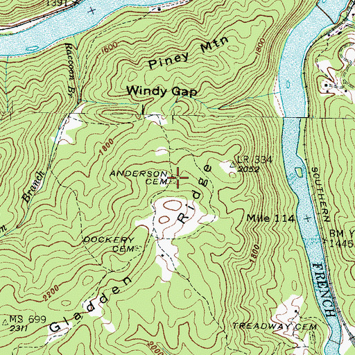 Topographic Map of Anderson Cemetery, NC