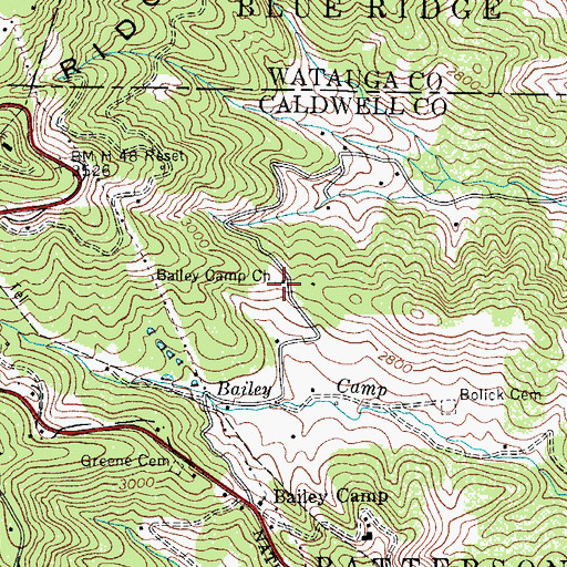 Topographic Map of Bailey Camp Church, NC