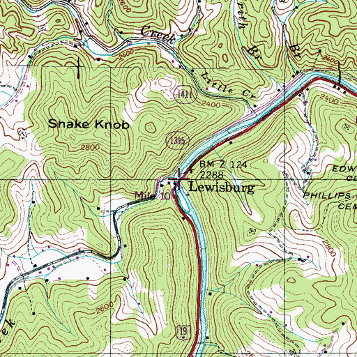 Topographic Map of Bald Mountain Creek, NC