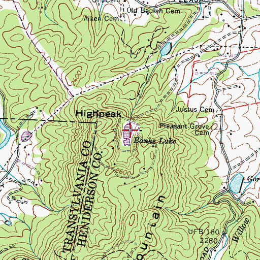 Topographic Map of Banks Lake, NC