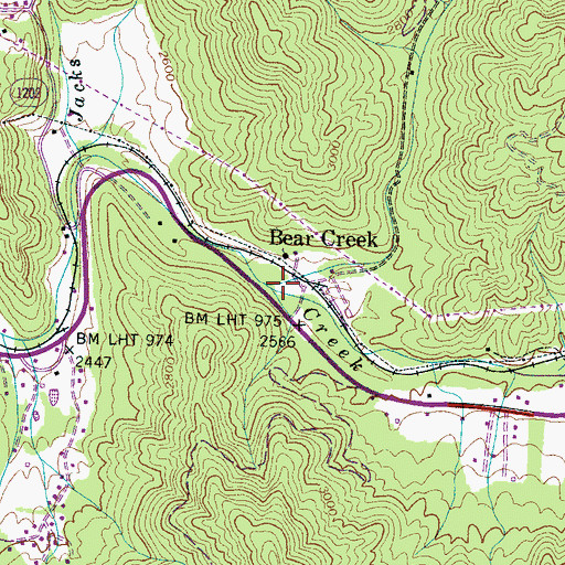 Topographic Map of Bear Creek, NC
