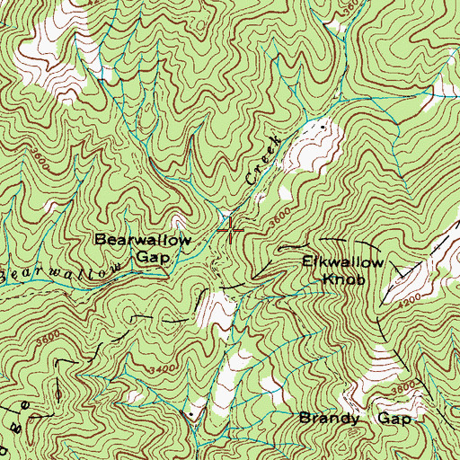 Topographic Map of Bearwallow Gap, NC