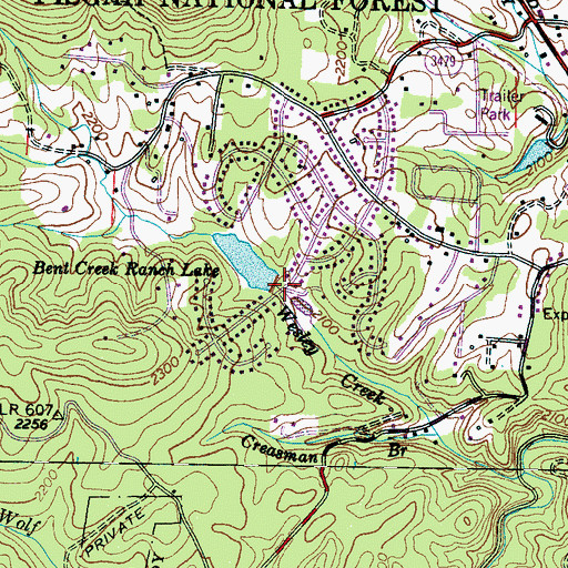 Topographic Map of Bent Creek Ranch Lake, NC