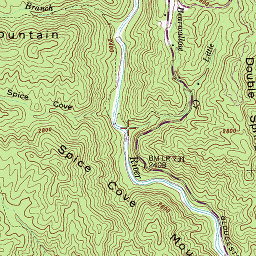 Topographic Map of Big Bearwallow Creek, NC