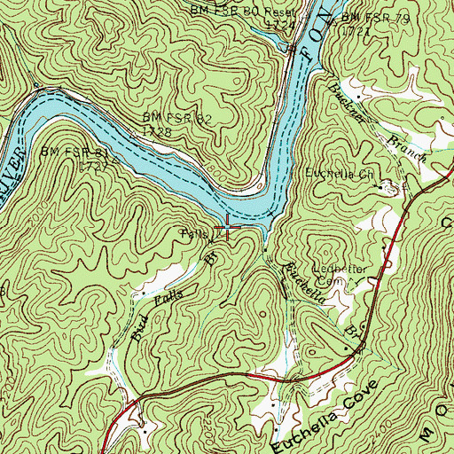 Topographic Map of Bird Falls Branch, NC