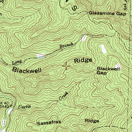 Topographic Map of Blackwell Ridge, NC