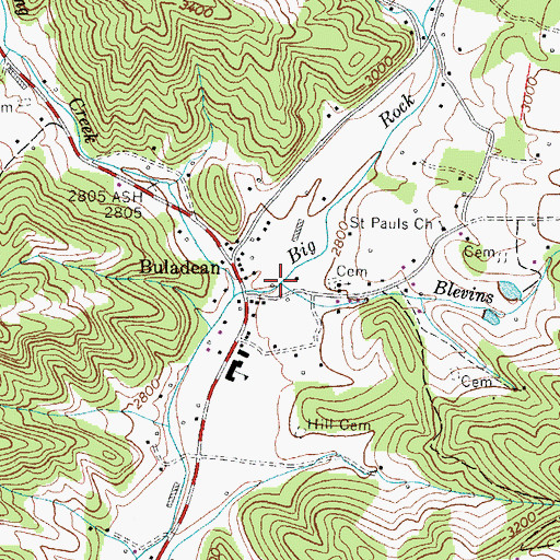 Topographic Map of Blevins Branch, NC