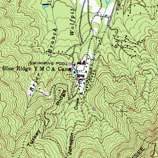 Topographic Map of Blue Ridge Y M C A Camp, NC