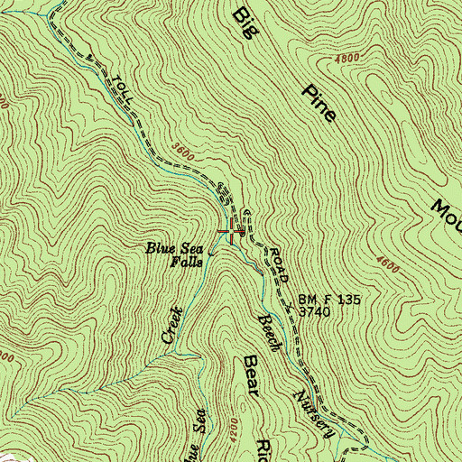 Topographic Map of Blue Sea Creek, NC