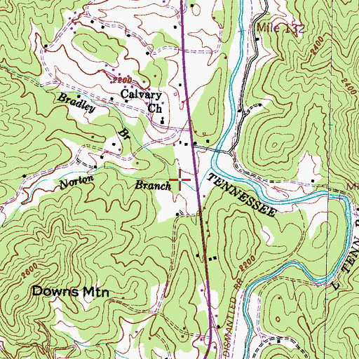 Topographic Map of Bradley Branch, NC