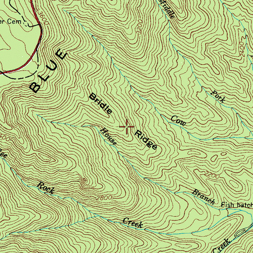 Topographic Map of Bridle Ridge, NC