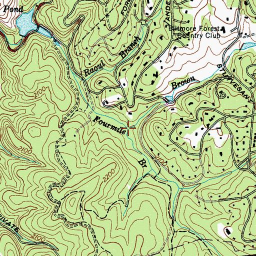 Topographic Map of Brown Branch, NC