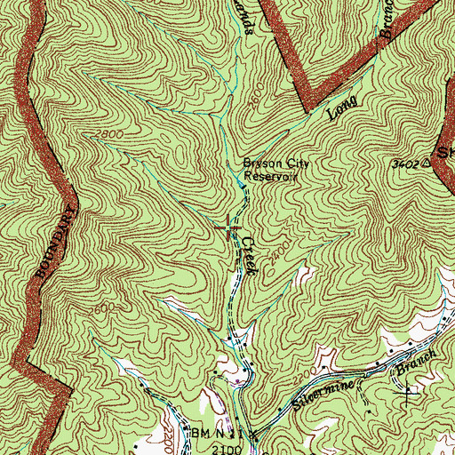 Topographic Map of Bryson City Reservoir, NC