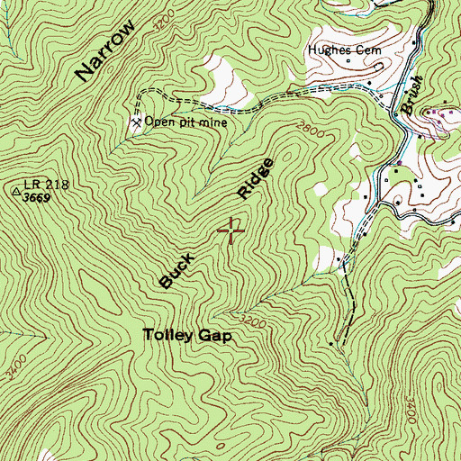 Topographic Map of Buck Ridge, NC