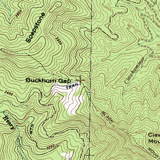 Topographic Map of Buckhorn Gap, NC