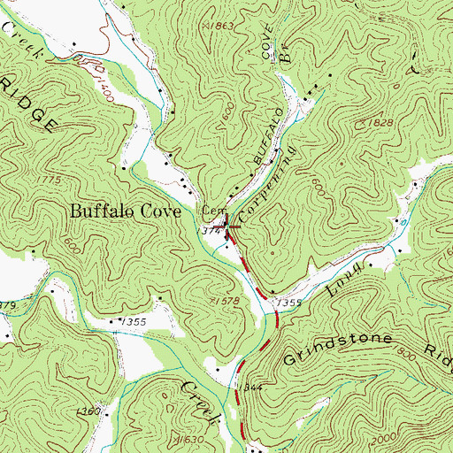 Topographic Map of Buffalo Cove, NC