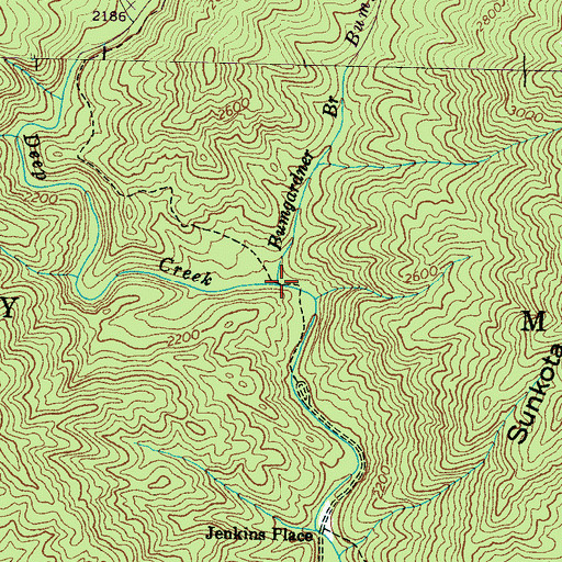 Topographic Map of Bumgardner Branch, NC