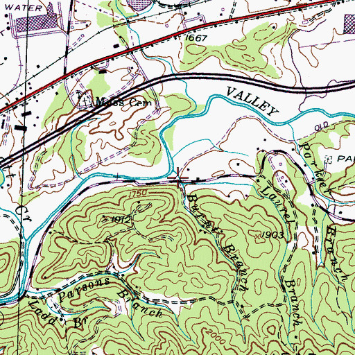 Topographic Map of Burnt Branch, NC