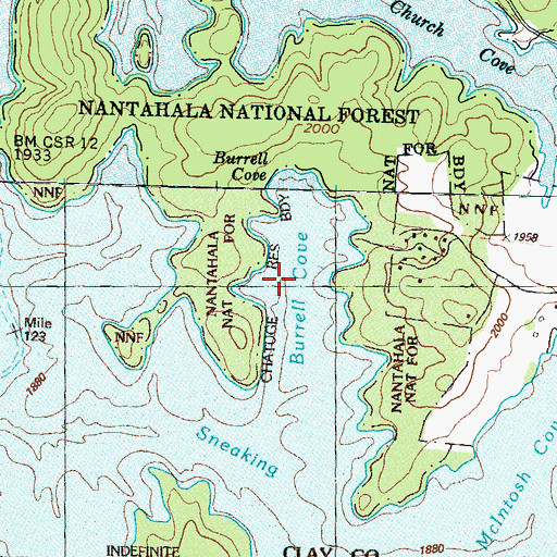 Topographic Map of Burrell Cove, NC