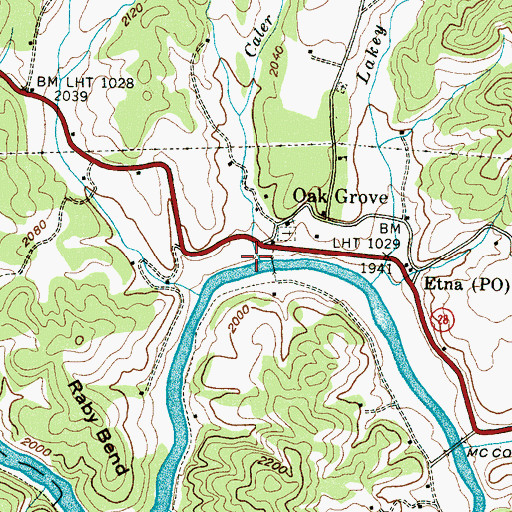 Topographic Map of Caler Cove Branch, NC