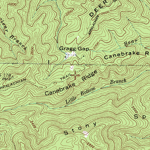 Topographic Map of Canebrake Ridge, NC