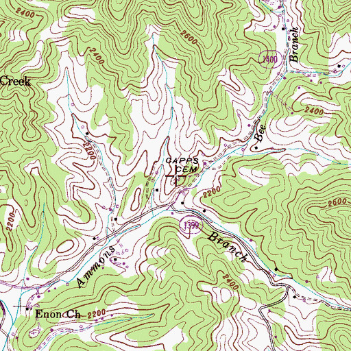 Topographic Map of Capps Cemetery, NC