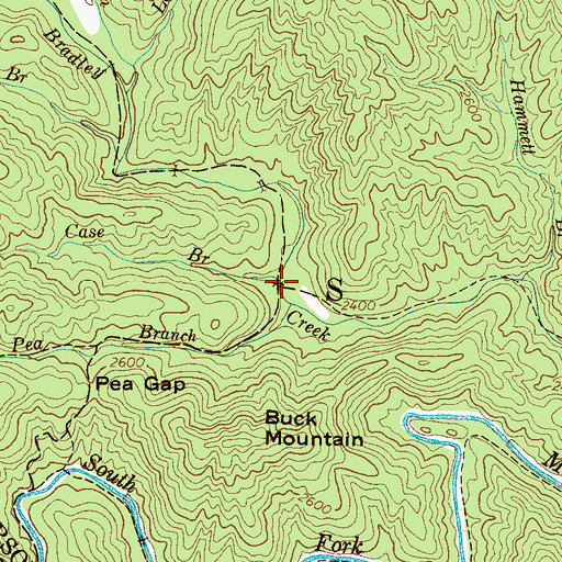 Topographic Map of Case Branch, NC