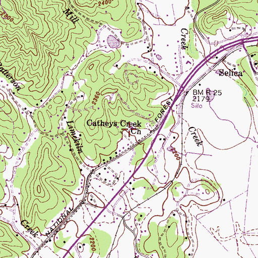 Topographic Map of Catheys Creek Church, NC