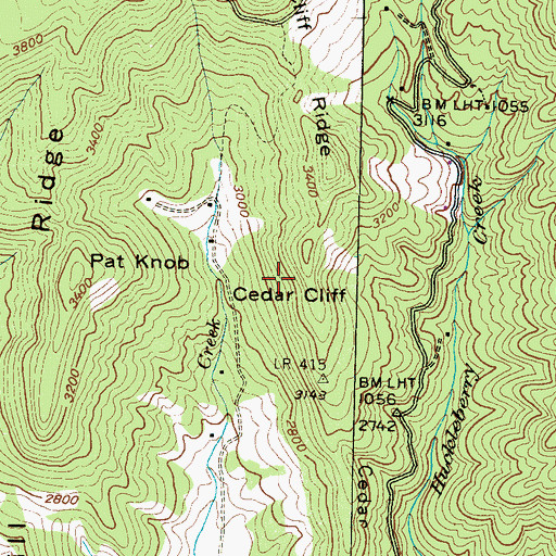 Topographic Map of Cedar Cliff, NC