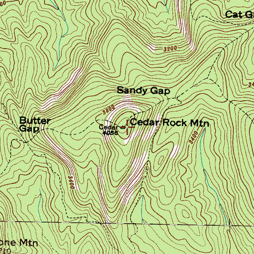 Topographic Map of Cedar Rock Mountain, NC
