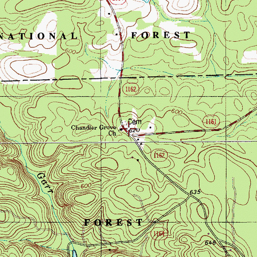 Topographic Map of Chandler Grove Church, NC