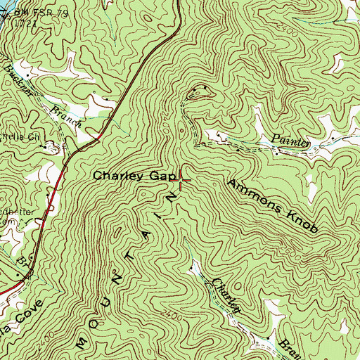 Topographic Map of Charley Gap, NC
