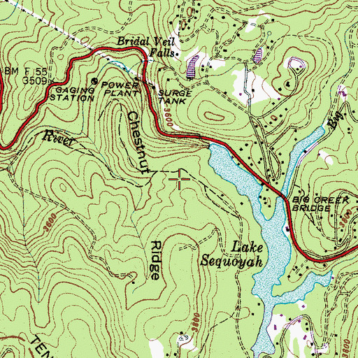 Topographic Map of Chestnut Ridge, NC