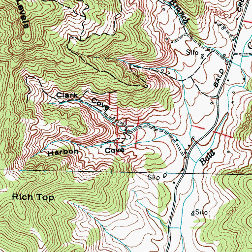 Topographic Map of Clark Cove, NC