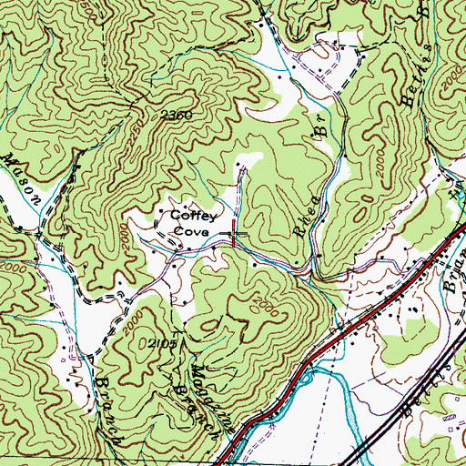 Topographic Map of Coffey Cove, NC