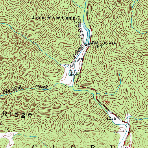Topographic Map of Cold Water Creek, NC