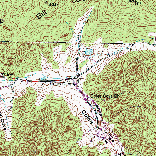 Topographic Map of Coles Cove, NC