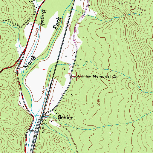 Topographic Map of Conley Memorial Church, NC