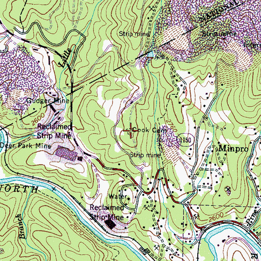 Topographic Map of Cook Cemetery, NC