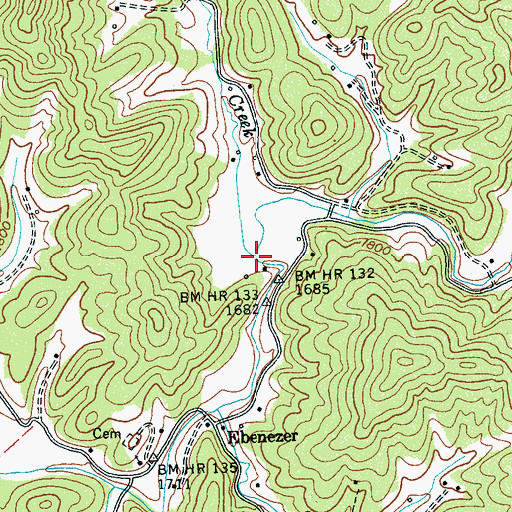 Topographic Map of Cook Creek, NC