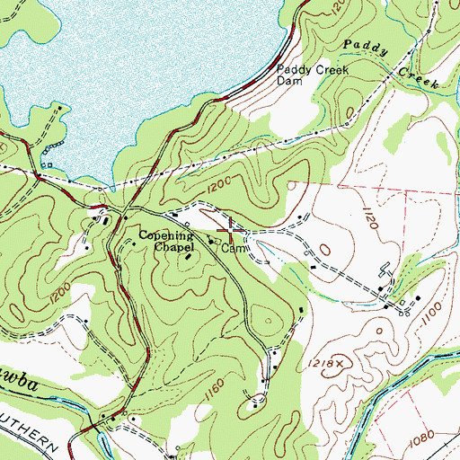 Topographic Map of Copening Church, NC