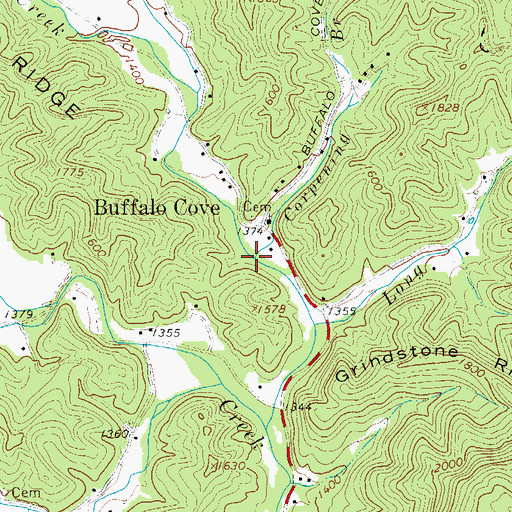Topographic Map of Corpening Branch, NC