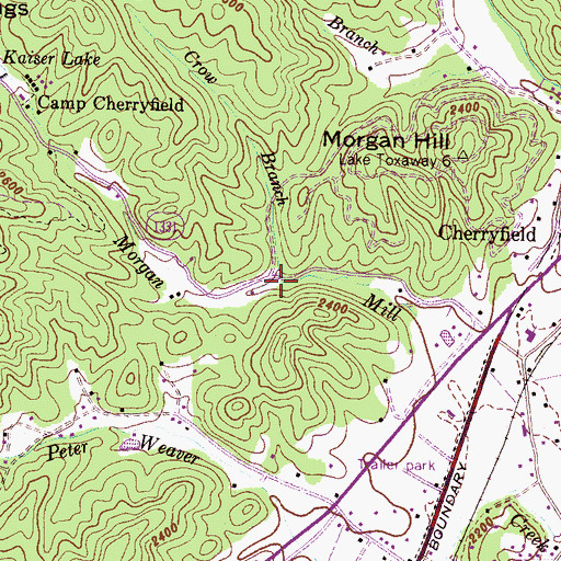 Topographic Map of Crow Branch, NC