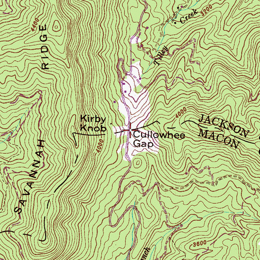 Topographic Map of Cullowhee Gap, NC