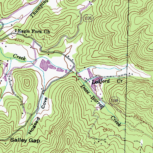Topographic Map of Dave Barrett Creek, NC