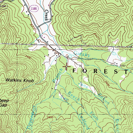 Topographic Map of Davenport Branch, NC