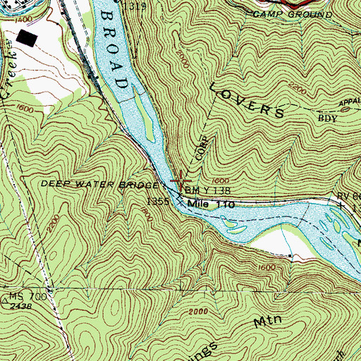 Topographic Map of Deep Water Bridge, NC